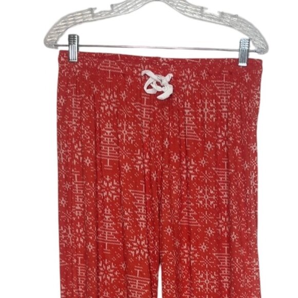 Hello Mello Lounge Pants Pajama Womens Large/XL Red New Snowflake Matching Pouch - Picture 4 of 11